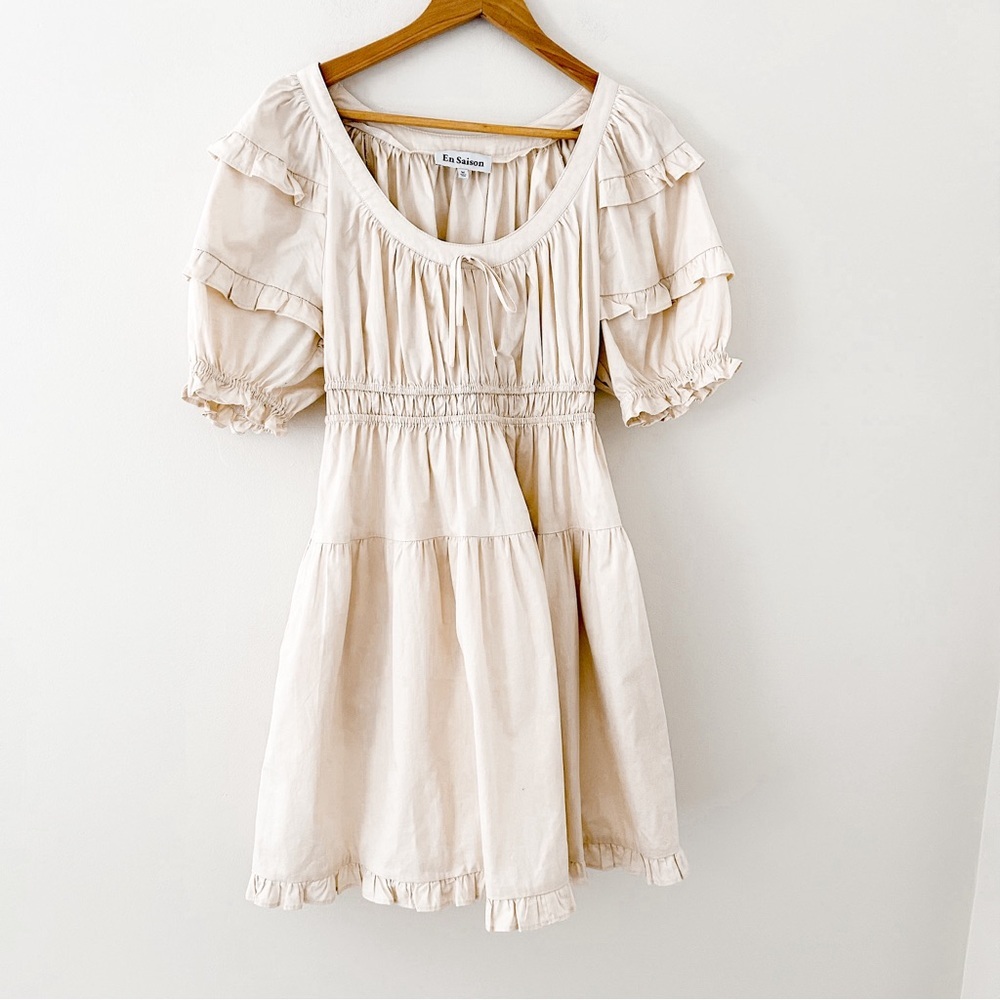 En Saison white cream Poplin mini dress
